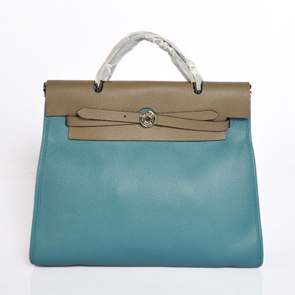 7A Replica Hermes Blue/Gery Kelly 32cm Togo Leather Bag 1689 - Click Image to Close